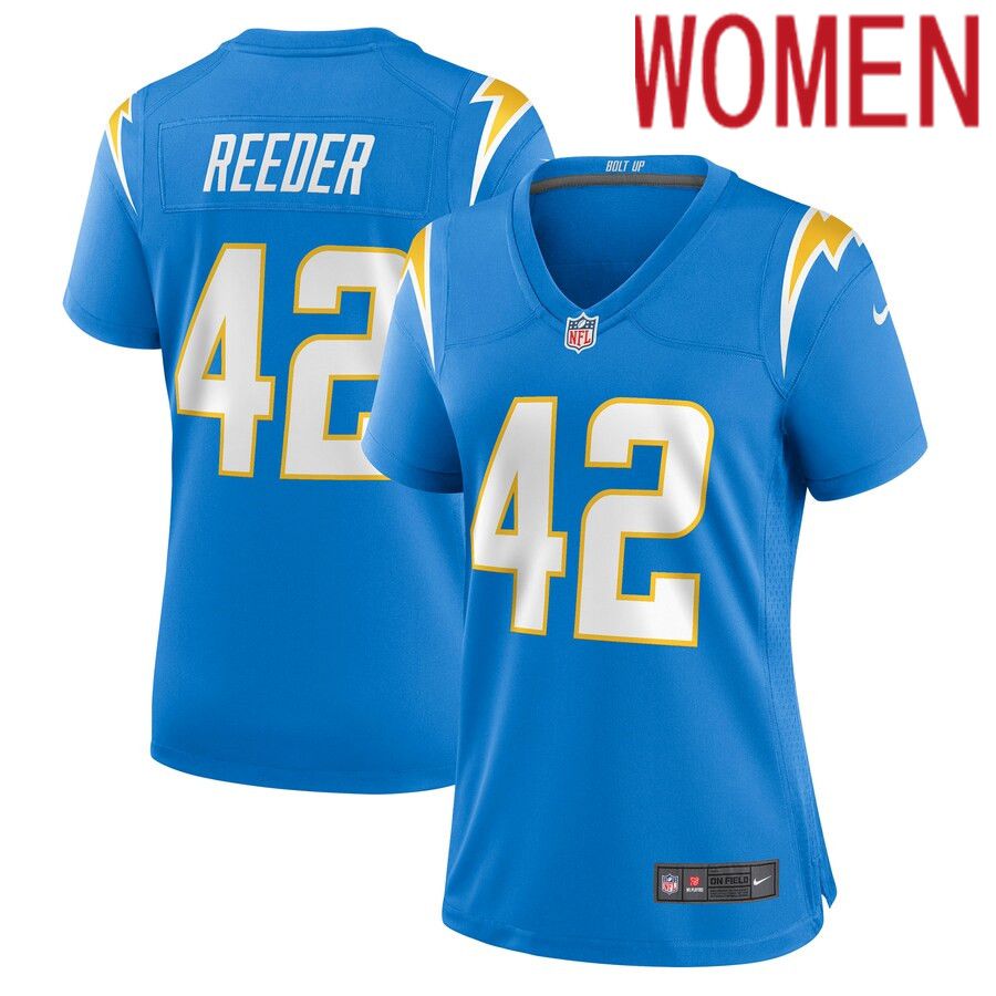 Women Los Angeles Chargers #42 Troy Reeder Nike Powder Blue Game NFL Jersey->women nfl jersey->Women Jersey